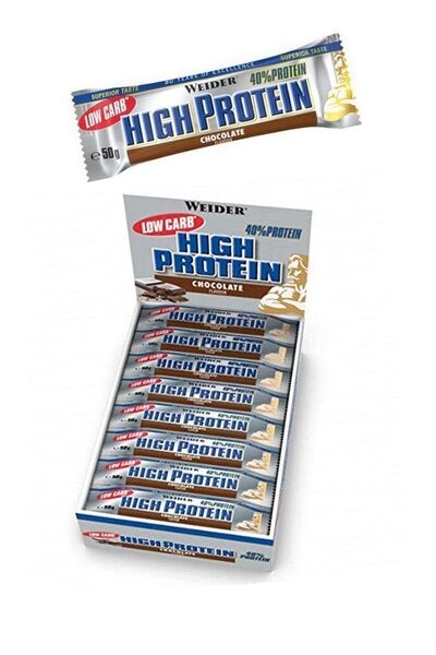 Weider 40% Low Carb High Protein Bar, Chocolate - 24 bars (50g)