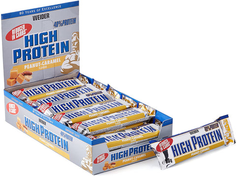 Weider 40% Low Carb High Protein Bar, Peanut Caramel - 24 bars (50g)