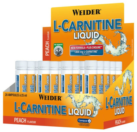 Weider L-Carnitine Liquid, Peach - 20 x 25 ml.