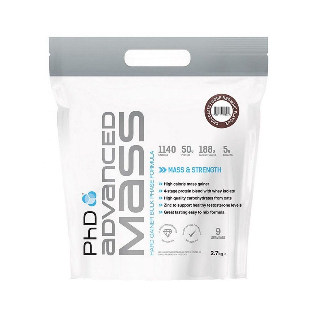 PhD Advanced Mass, Chocolate Fudge Brownie - 2700g