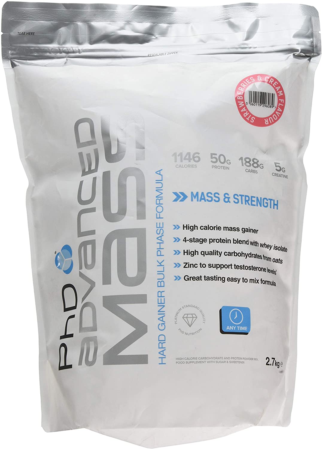 PhD Advanced Mass, Strawberries & Cream - 2700g