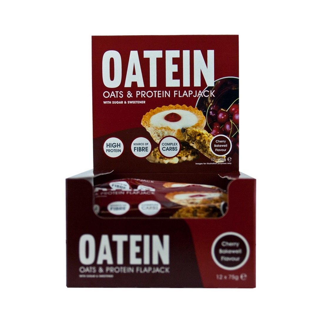 Oatein Low Sugar Protein Flapjack, Cherry Bakewell - 12 x 70g