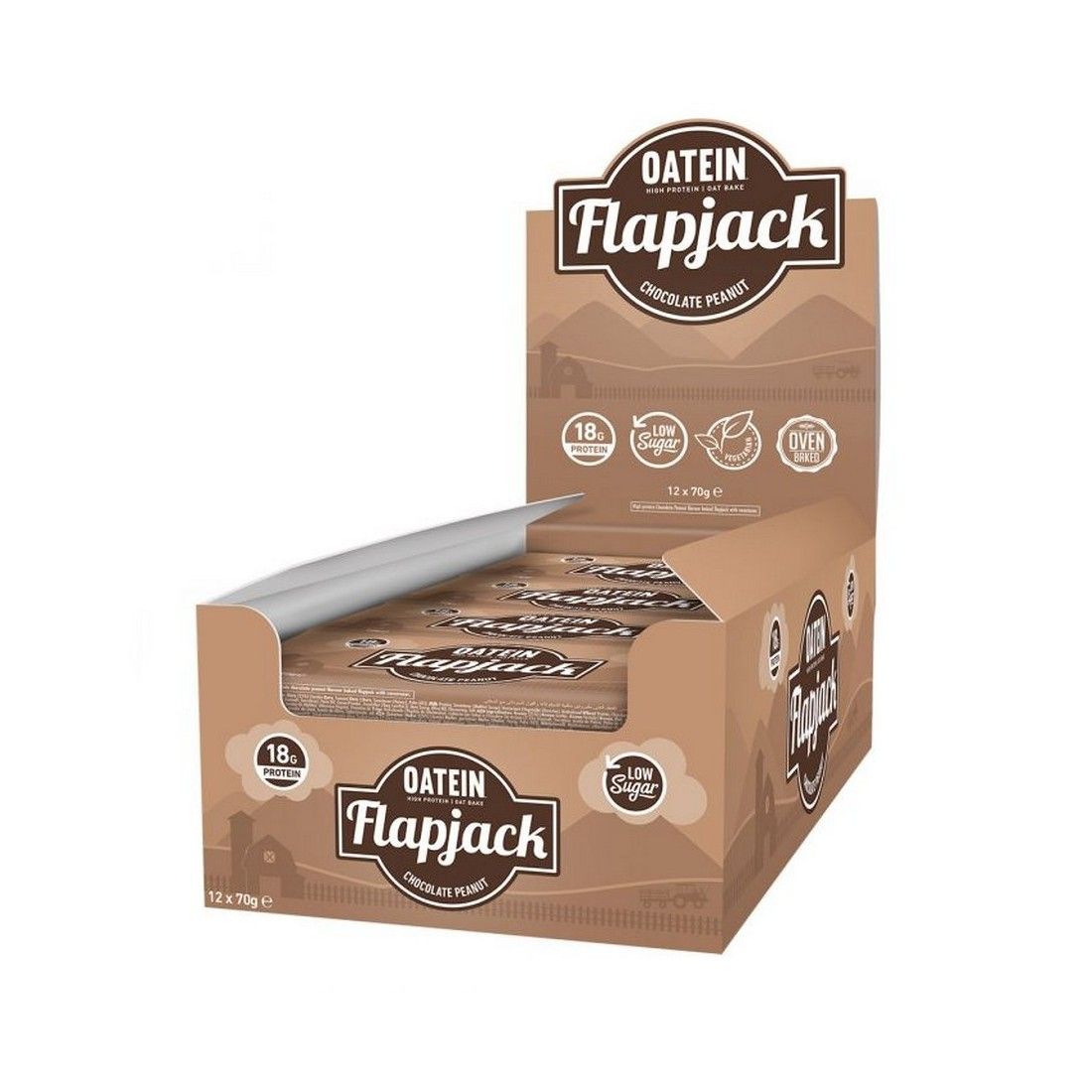 Oatein Low Sugar Protein Flapjack, Chocolate Peanut - 12 x 70g