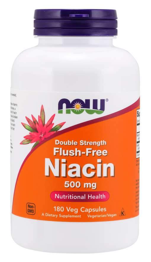NOW Foods Niacin Flush-Free, 500mg (Double Strength) - 180 vcaps