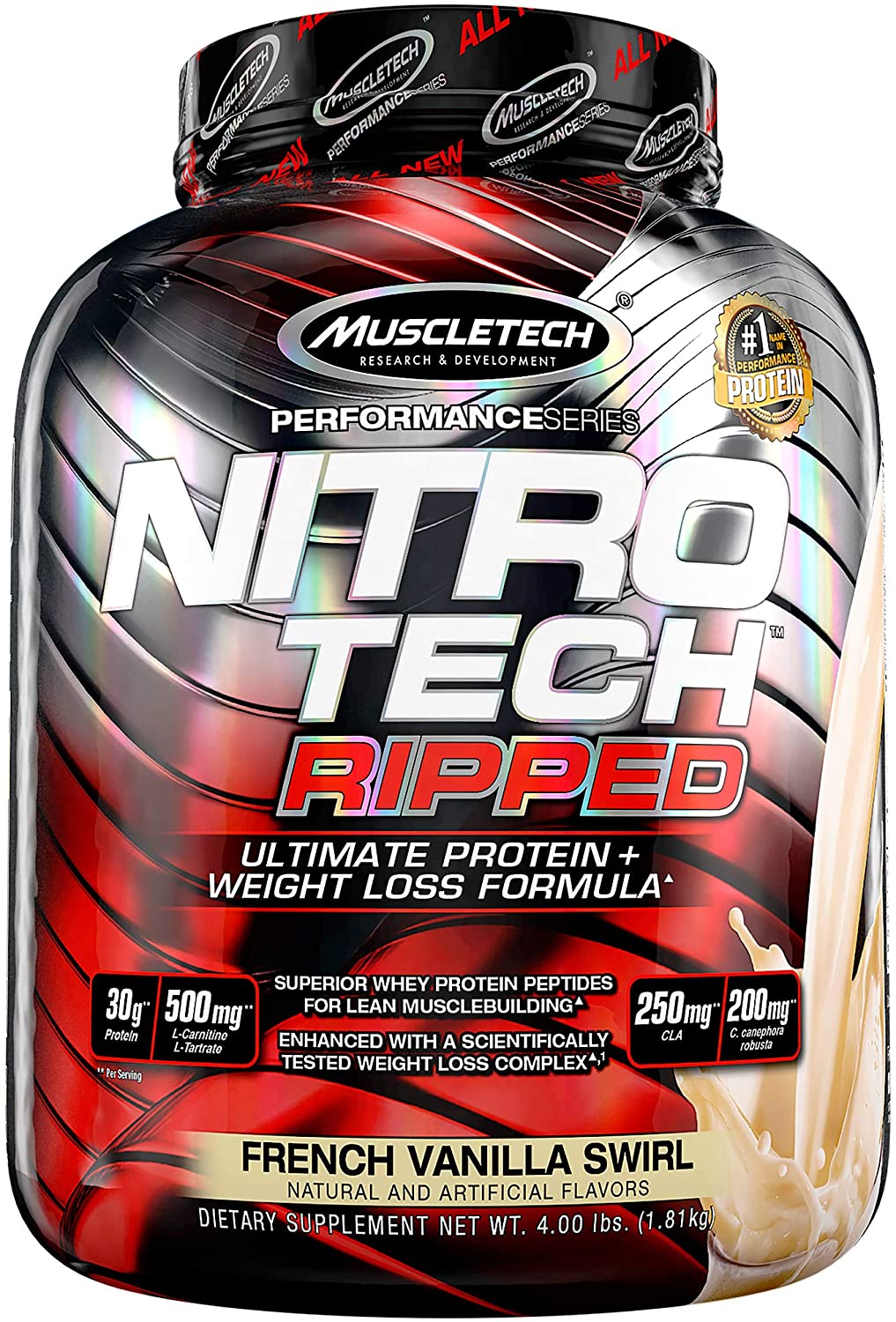 MuscleTech Nitro-Tech Ripped, French Vanilla Swirl - 1810g
