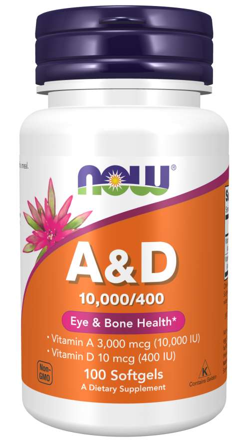 NOW Foods Vitamin A & D, 10000/400 IU - 100 softgels