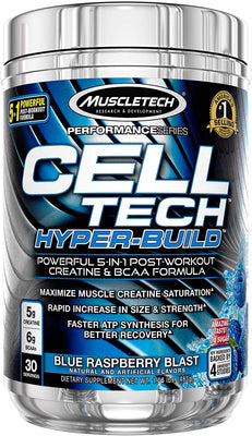 MuscleTech Cell-Tech Hyper-Build, Blue Raspberry Blast - 482g