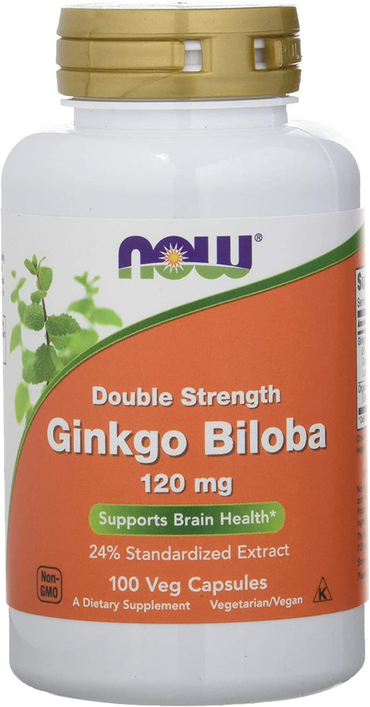 NOW Foods Ginkgo Biloba Double Strength, 120mg - 100 vcaps
