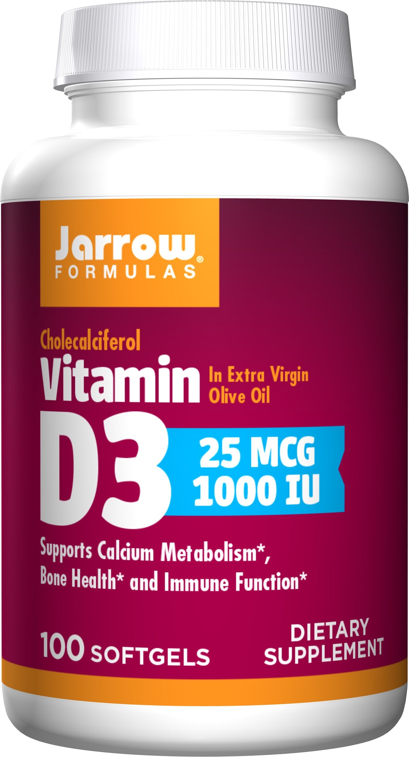 Jarrow Formulas Vitamin D3, 1000 IU - 100 softgels