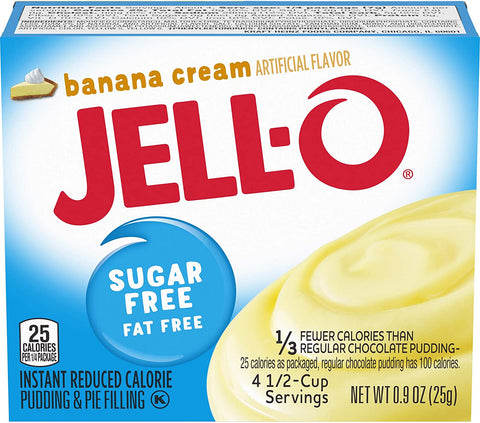 Jell-O Instant Pudding & Pie Filling Sugar Free, Banana Cream - 25g (Pack of 3)