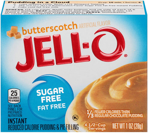 Jell-O Instant Pudding & Pie Filling Sugar Free, Butterscotch - 28g