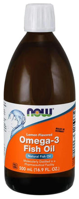 NOW Foods Omega-3 Fish Oil Liquid, Lemon - 500 ml.