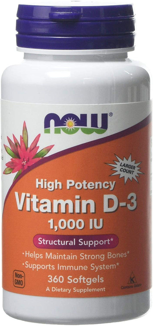 NOW Foods Vitamin D-3, 1000 IU - 360 softgels