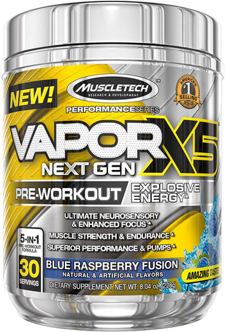 MuscleTech Vapor X5 Next Gen Pre-Workout, Blue Raspberry - 228g