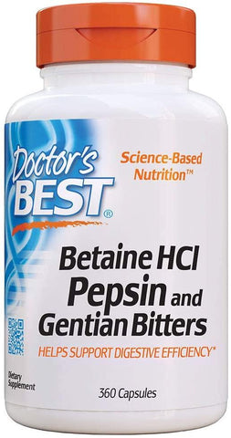 Doctor's Best Betaine HCL Pepsin & Gentian Bitters - 360 caps