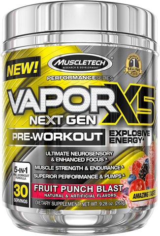 MuscleTech Vapor X5 Next Gen Pre-Workout, Fruit Punch Blast - 263g
