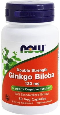 NOW Foods Ginkgo Biloba Double Strength, 120mg - 50 vcaps