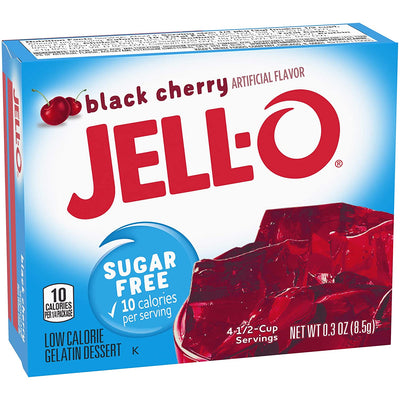 Jell-O Sugar Free Gelatin Dessert, Black Cherry - 8.5g