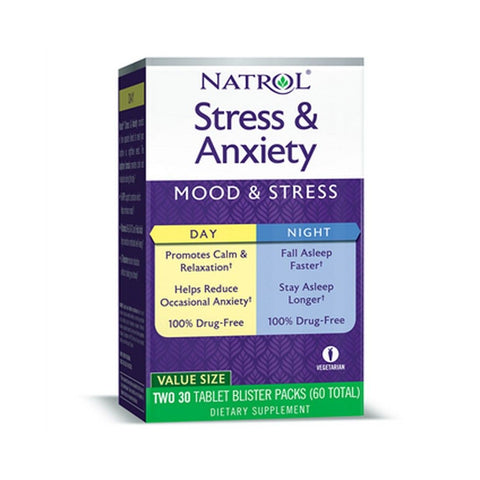 Natrol Stress & Anxiety Day & Night Formula - 30 + 30 tabs