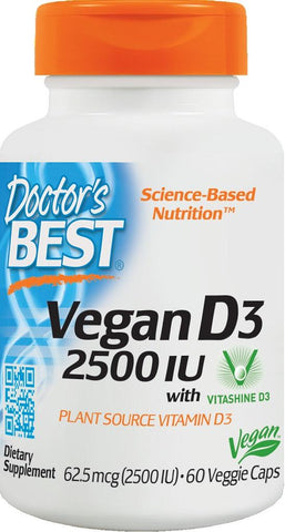 Doctor's Best Vegan D3, 2500 IU - 60 vcaps