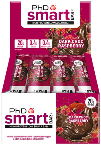 PhD Smart Bar, Dark Choc Raspberry - 12 bars