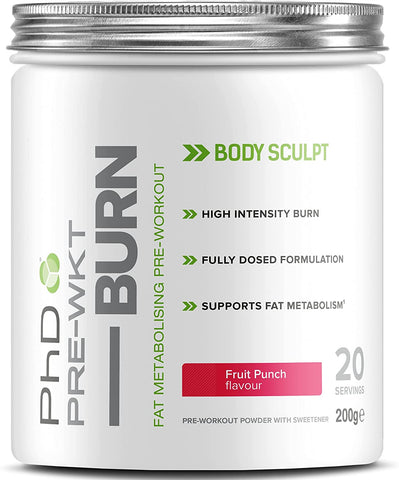 PhD Pre Workout Burn, Fruit Punch - 200g