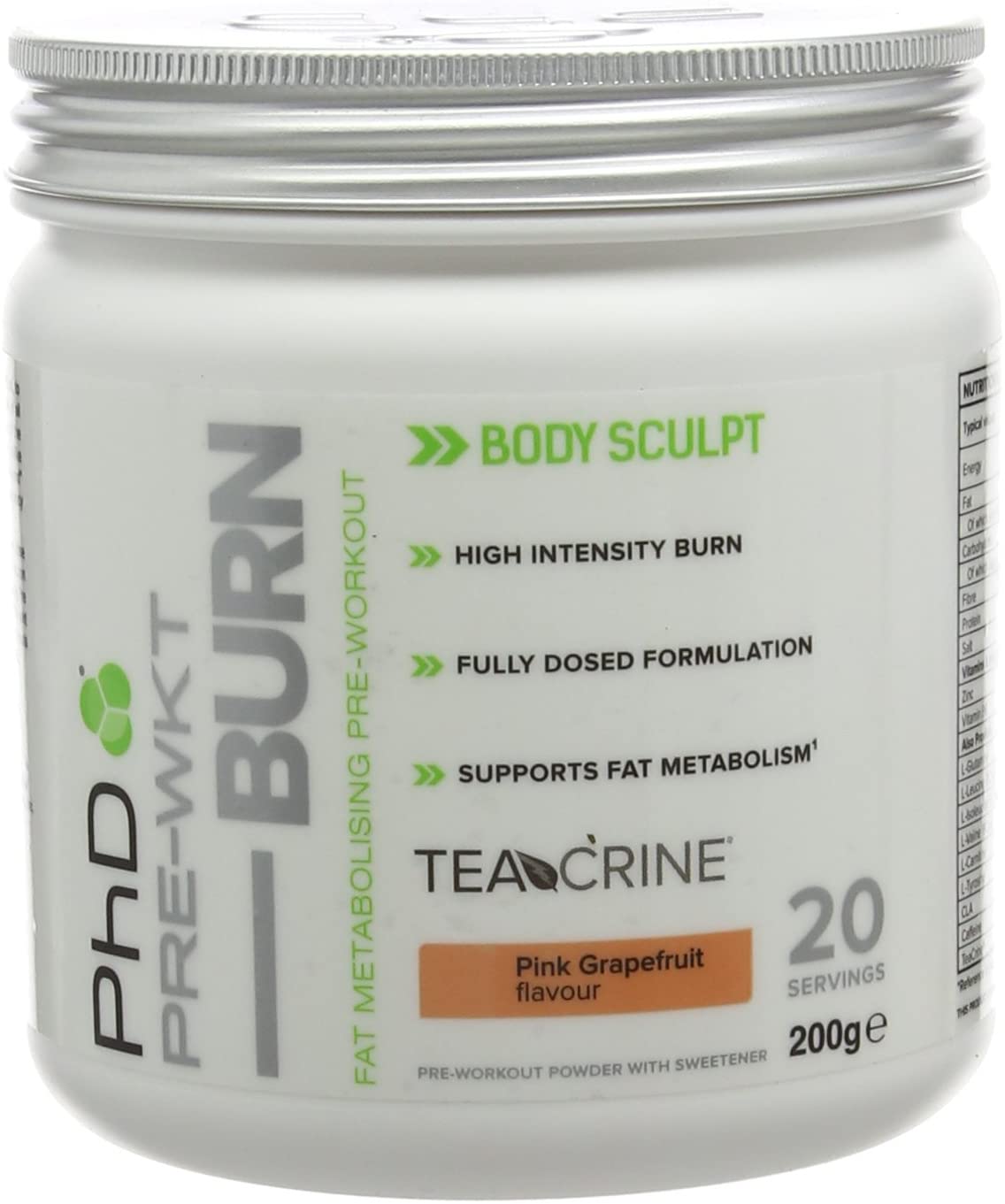 PhD Pre Workout Burn, Pink Grapefruit - 200g
