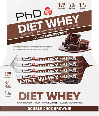 PhD Diet Whey Bar, Double Choc Brownie - 12 bars
