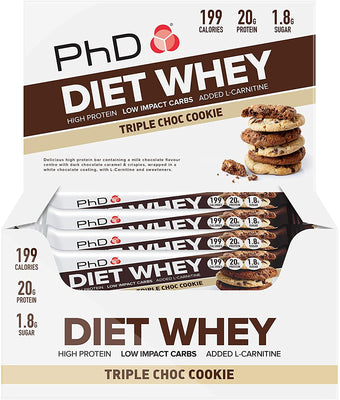PhD Diet Whey Bar, Triple Choc Cookie - 12 bars
