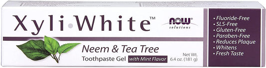 NOW Foods XyliWhite, Neem & Tea Tree Toothpaste Gel - 181g