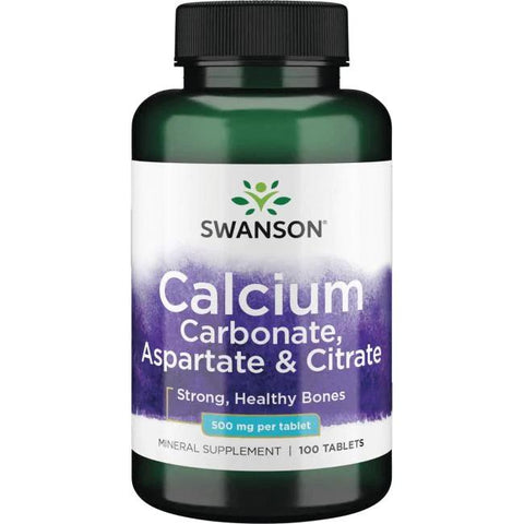 Swanson Calcium (Carbonate, Aspartate & Citrate), 500mg - 100 tabs