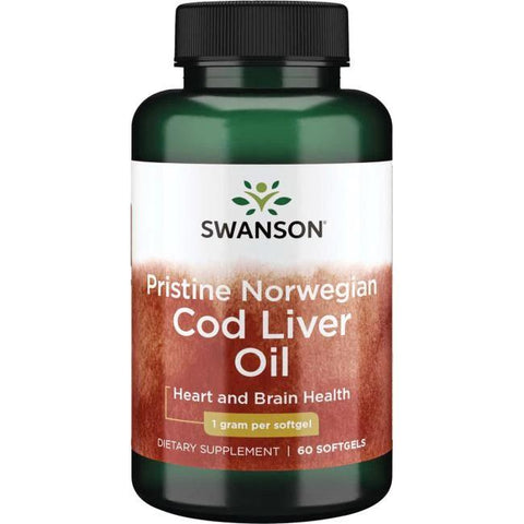 Swanson EFAs Pristine Norwegian Cod Liver Oil, 1000mg - 60 softgels