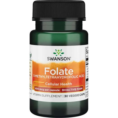 Swanson Folate (5-Methyltetrahydrofolic Acid), 400mcg - 30 vcaps