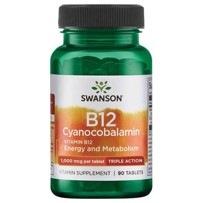 Swanson Vitamin B-12 Cyanocobalamin, 1000mcg Triple Action - 90 tabs