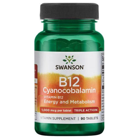 Swanson Vitamin B-12 Cyanocobalamin, 1000mcg Triple Action - 90 tabs