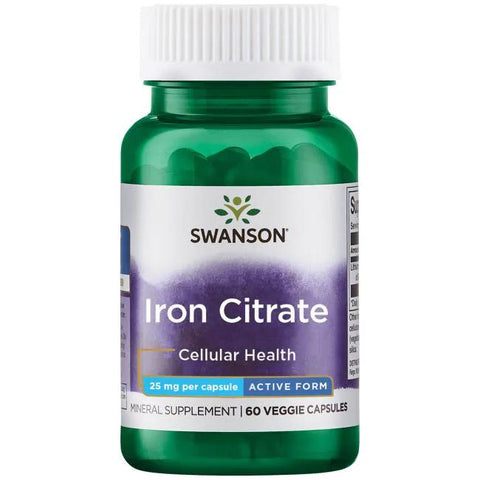 Swanson Iron Citrate, 25mg - 60 vcaps