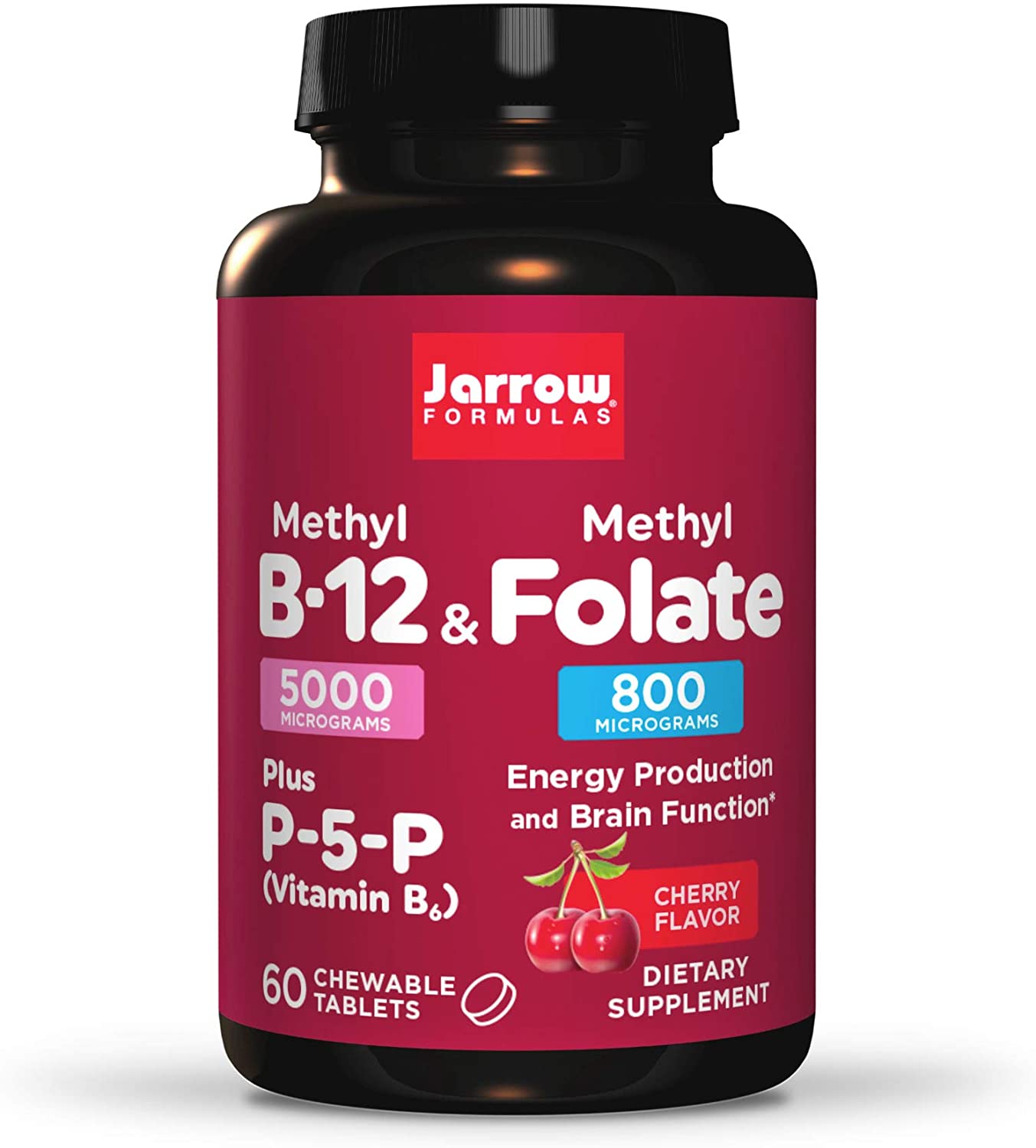 Jarrow Formulas Methyl B-12 & Methyl Folate, 800mcg Cherry - 60 Lozenges
