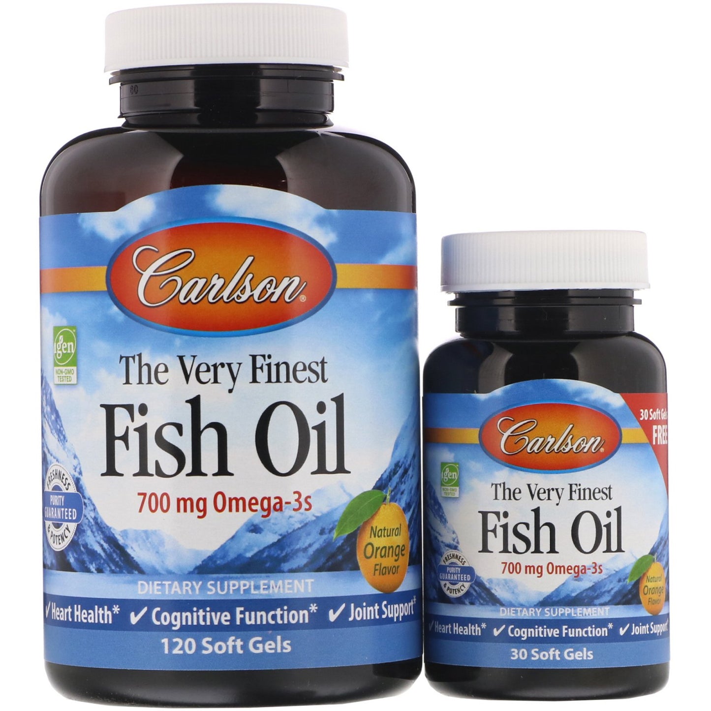 Carlson Labs The Very Finest Fish Oil - 700mg Omega-3s, Natural Orange - 120 + 30 softgels