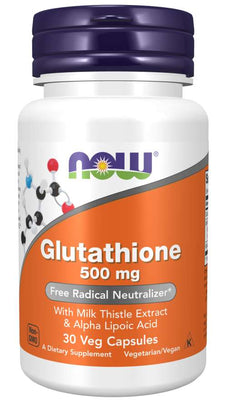 NOW Foods Glutathione with Milk Thistle Extract & Alpha Lipoic Acid, 500mg - 30 vcaps