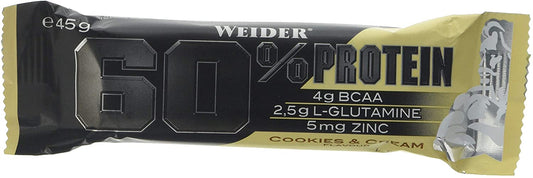 Weider 60% Protein Bar, Cookies & Cream - 24 bars