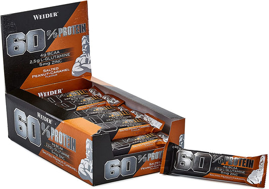 Weider 60% Protein Bar, Salted Peanut-Caramel - 24 bars