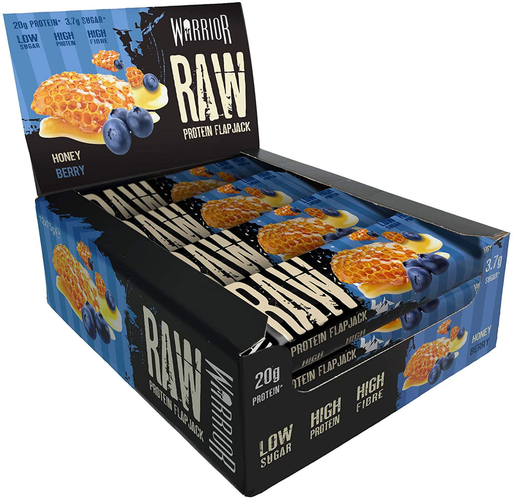 Warrior Raw Protein Flapjack Honey Berry 12 Bars Superfooduk