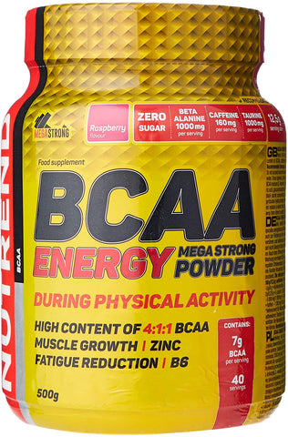 Nutrend BCAA Energy Mega Strong Powder, Raspberry - 500g
