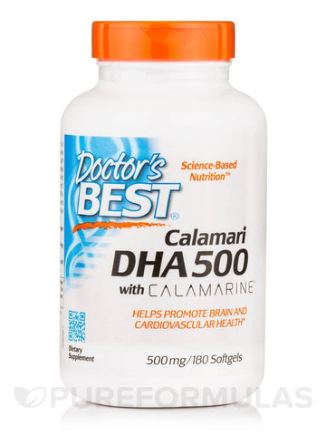 Doctor's Best Calamari DHA 500 with Calamarine, 500mg - 180 softgels