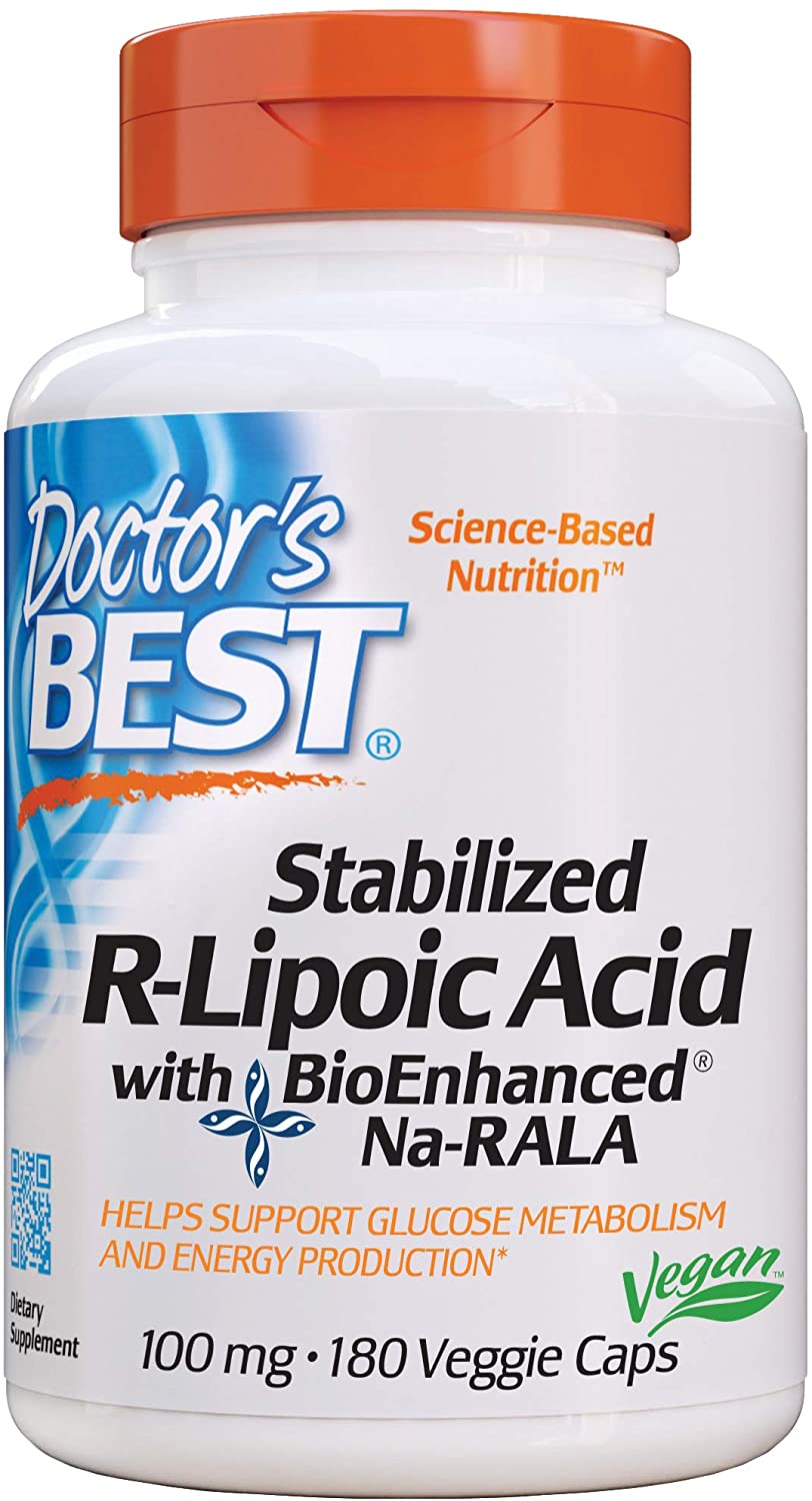 Doctor's Best Stabilized R-Lipoic Acid with BioEnhanced Na-RALA, 100mg - 180 vcaps