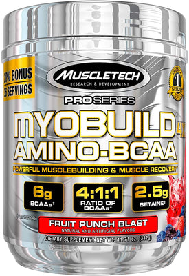 MuscleTech MyoBuild 4X Amino-BCAA, Fruit Punch Blast - 332g