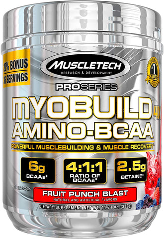 MuscleTech MyoBuild 4X Amino-BCAA, Fruit Punch Blast - 332g