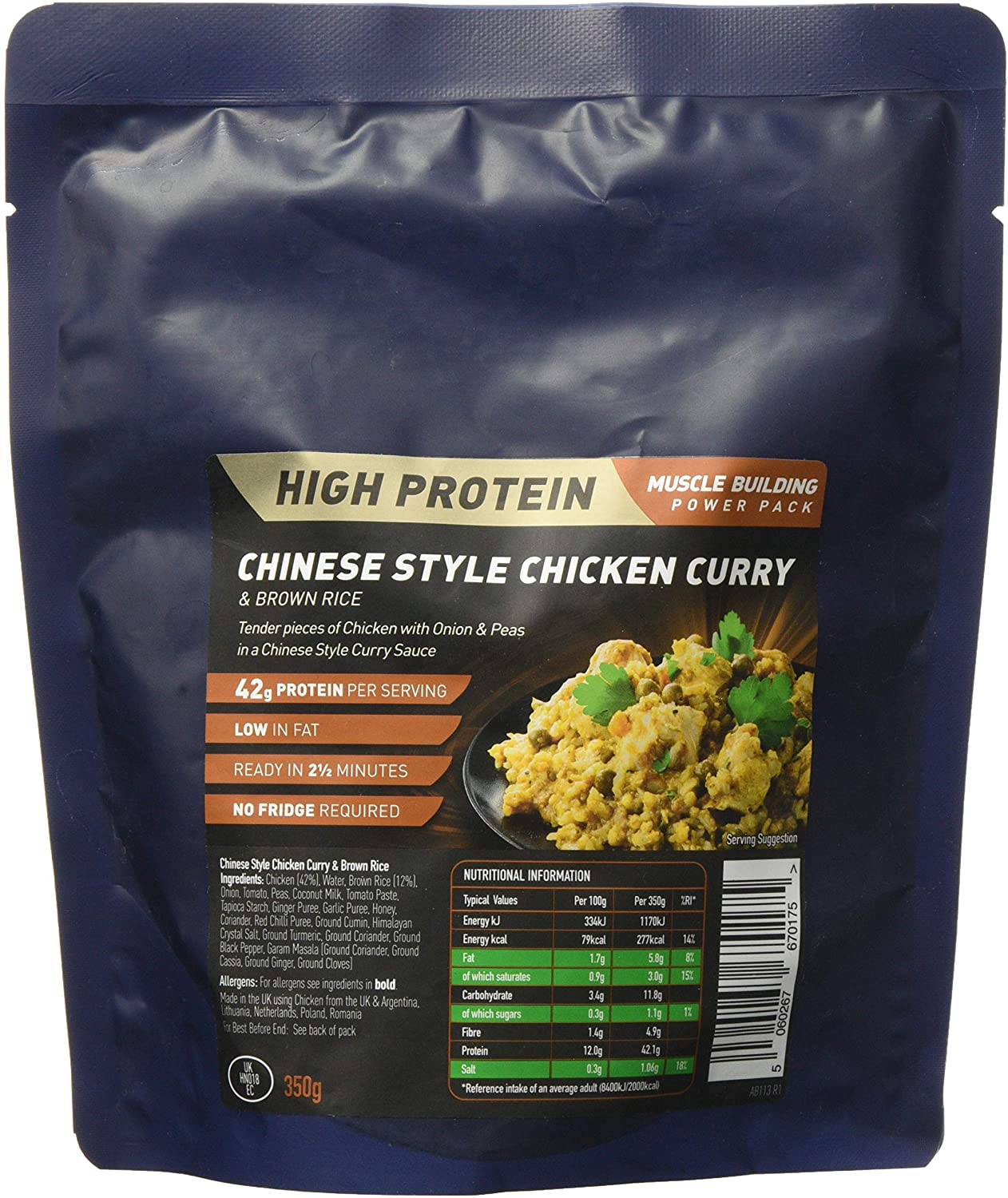 Performance Meals, Chinese Style Chicken Curry & Brown Rice - 1 Pack