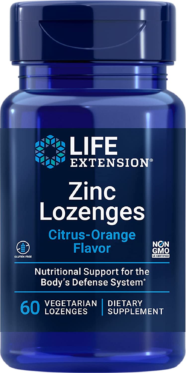 Life Extension Zinc Lozenges, Natural Citrus-Orange - 60 vegetarian lozenges