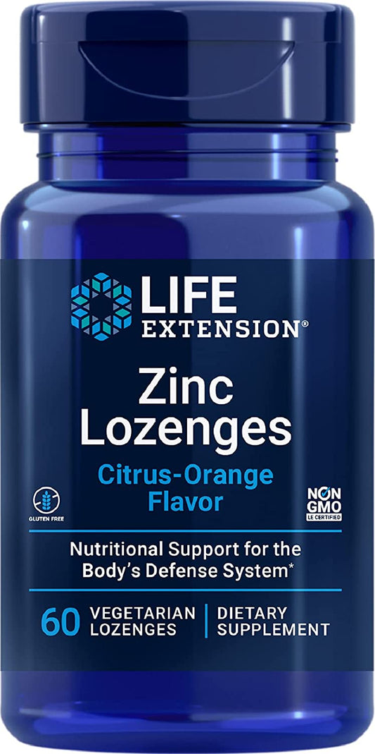 Life Extension Zinc Lozenges, Natural Citrus-Orange - 60 vegetarian lozenges